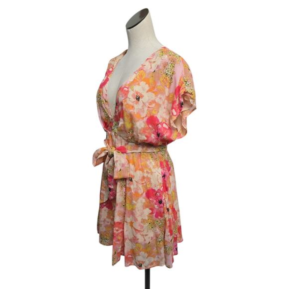 Free People Women's size Small Freddy Fit & Flare Multi Color Floral V Neck - Picture 8 of 10